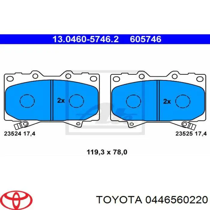 Klocki hamulcowe przednie tarczowe Toyota 0446560220 cena, od 25,58 USD