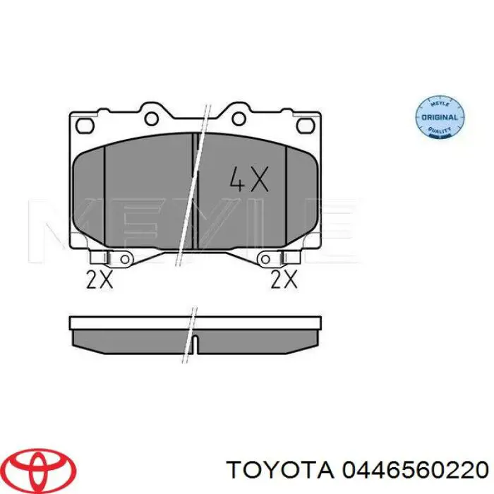 Do koszyka 0446560220 Toyota Klocki hamulcowe przednie tarczowe