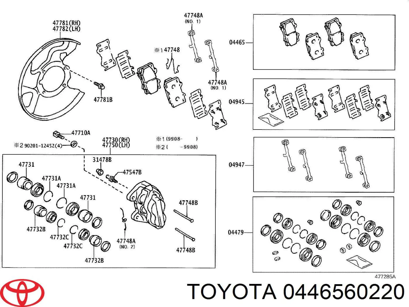 0446560220 Toyota Klocki hamulcowe przednie tarczowe