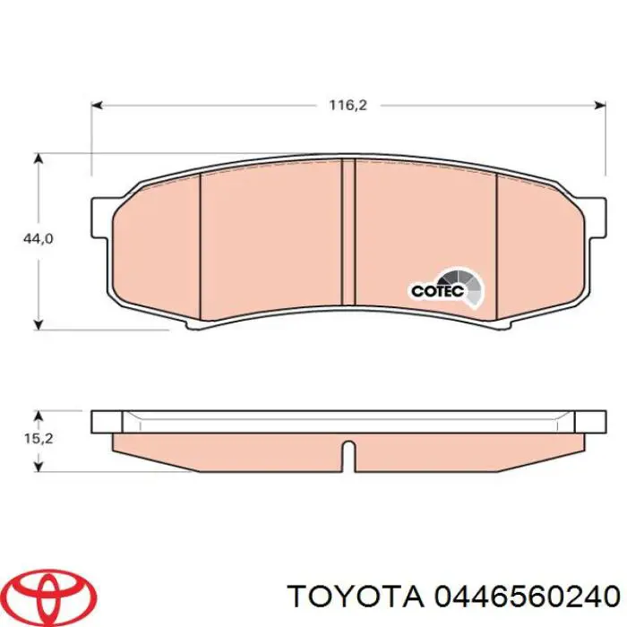 Do koszyka 0446560240 Toyota Klocki hamulcowe przednie tarczowe