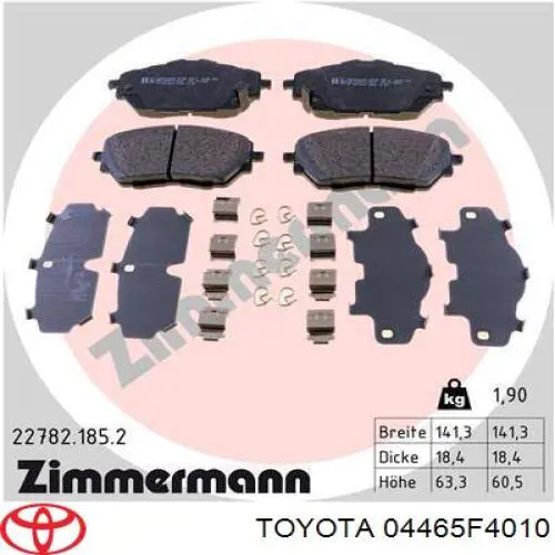 Klocki hamulcowe przednie tarczowe Toyota 04465F4010 cena, od 41,38 USD