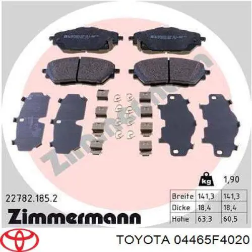 Klocki hamulcowe przednie tarczowe Toyota 04465F4020 cena, od 41,38 USD