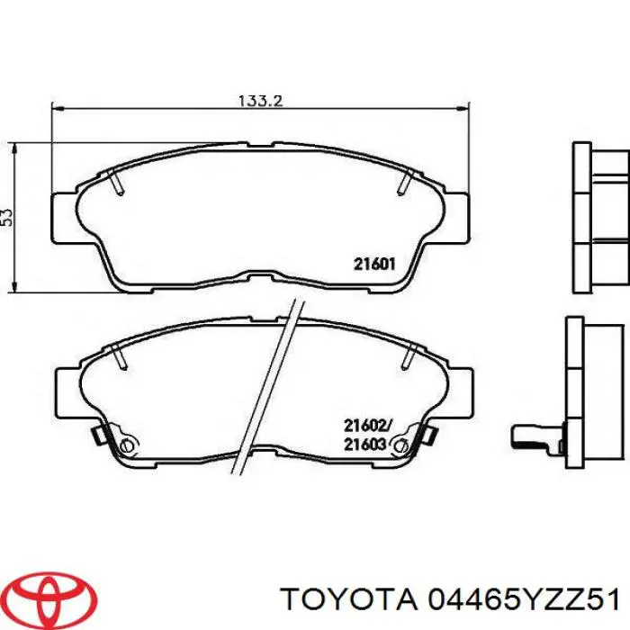 04465YZZ51 Toyota Klocki hamulcowe przednie tarczowe