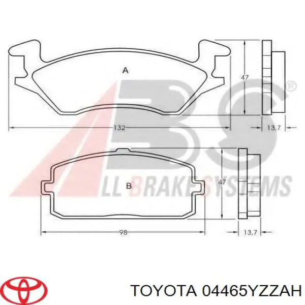Klocki hamulcowe przednie tarczowe 04465YZZAH Toyota