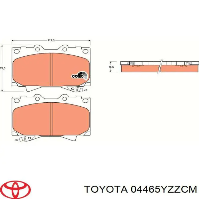 04465YZZCM Toyota Klocki hamulcowe przednie tarczowe