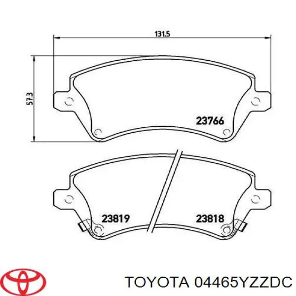 Klocki hamulcowe przednie tarczowe Toyota 04465YZZDC cena, od 20,51 USD