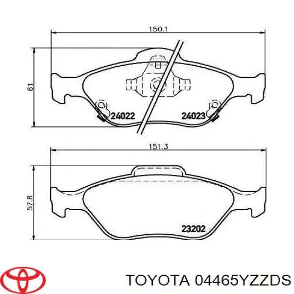 04465YZZDS Toyota Klocki hamulcowe przednie tarczowe