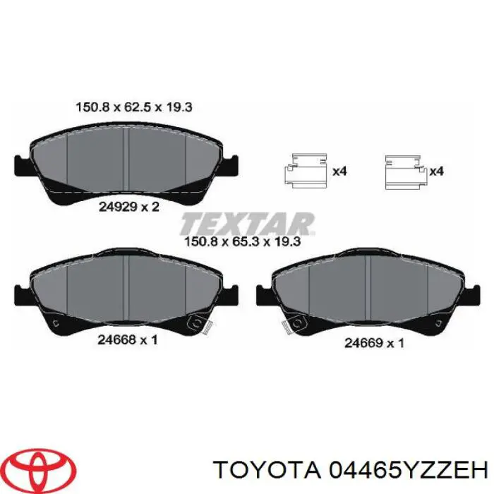 04465YZZEH Toyota Klocki hamulcowe przednie tarczowe