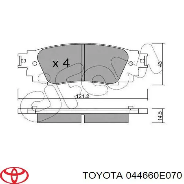 044660E070 Toyota okładziny (klocki do hamulców tarczowych tylne)