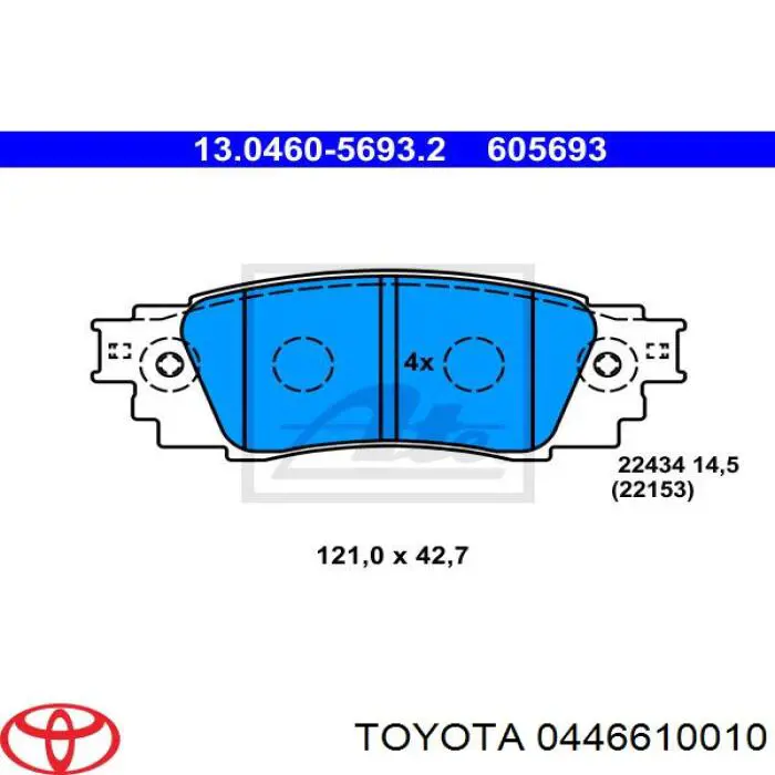 0446610010 Toyota okładziny (klocki do hamulców tarczowych tylne)