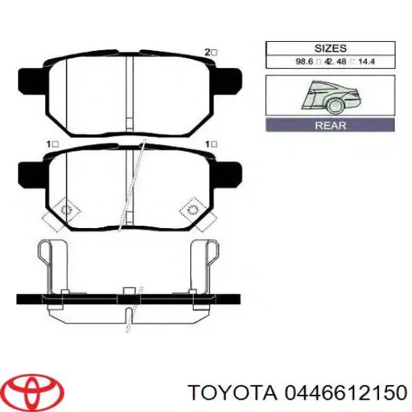 Okładziny (klocki) do hamulców tarczowych tylne Toyota 0446612150 cena, od 31,42 USD