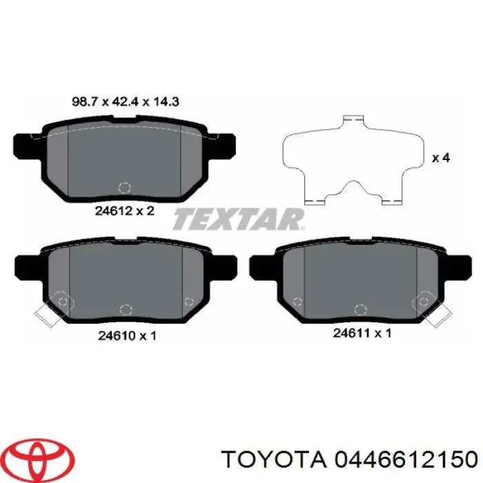 Okładziny (klocki) do hamulców tarczowych tylne Toyota 0446612150 cena, od 31,42 USD