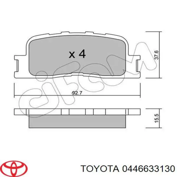 Okładziny (klocki) do hamulców tarczowych tylne Toyota 0446633130 cena, od 17,09 USD