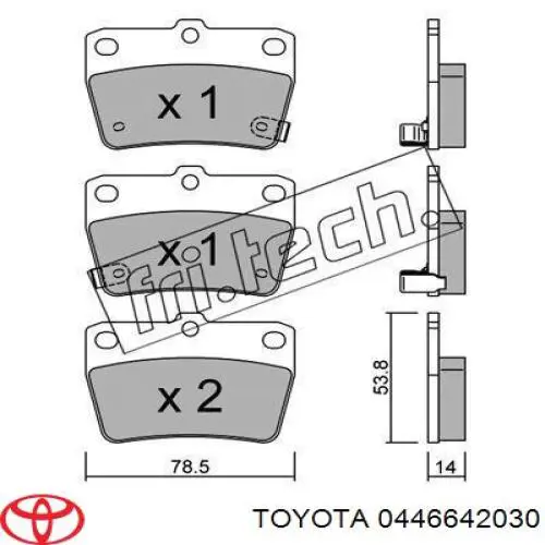 0446642030 Toyota Okładziny (klocki) do hamulców tarczowych tylne