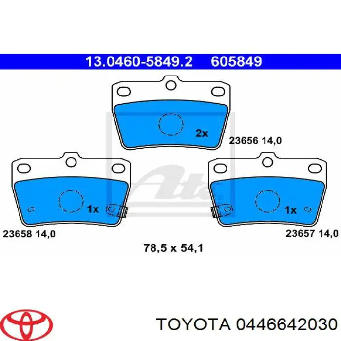 Okładziny (klocki) do hamulców tarczowych tylne Toyota 0446642030 cena, od 17,67 USD