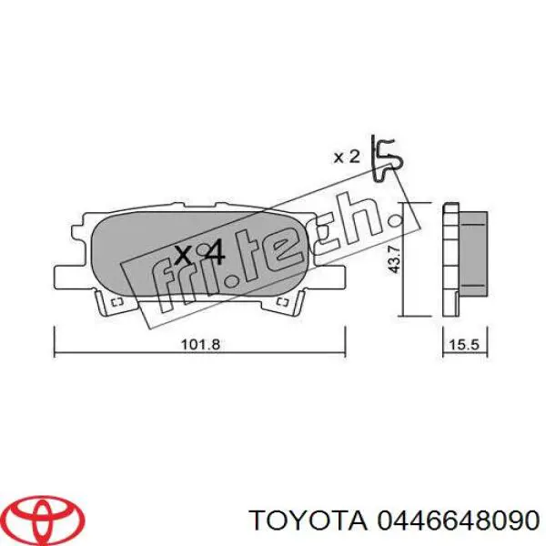 0446648090 Toyota Okładziny (klocki) do hamulców tarczowych tylne