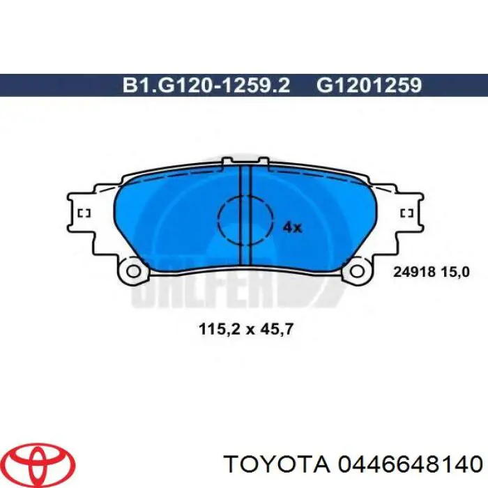 Okładziny (klocki) do hamulców tarczowych tylne Toyota 0446648140 cena, od 23,18 USD