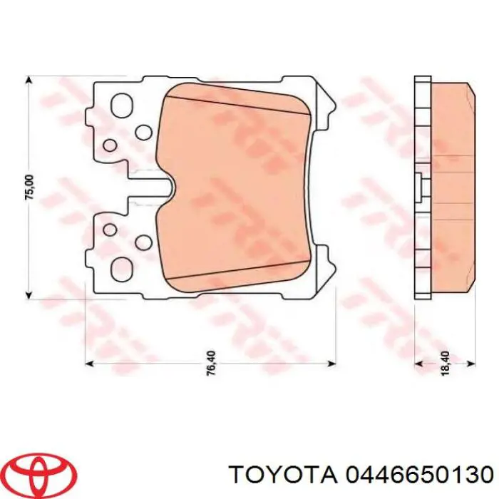 Do koszyka 0446650130 Toyota Okładziny (klocki) do hamulców tarczowych tylne