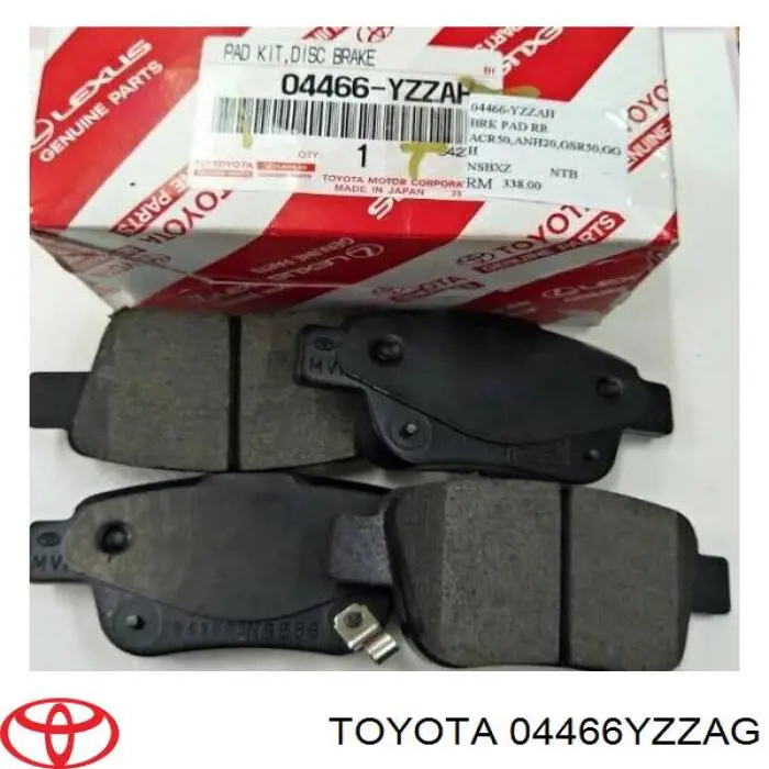 04466YZZAG Toyota Okładziny (klocki) do hamulców tarczowych tylne