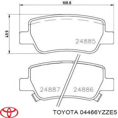 Okładziny (klocki) do hamulców tarczowych tylne Toyota 04466YZZE5 cena, od 25,72 USD