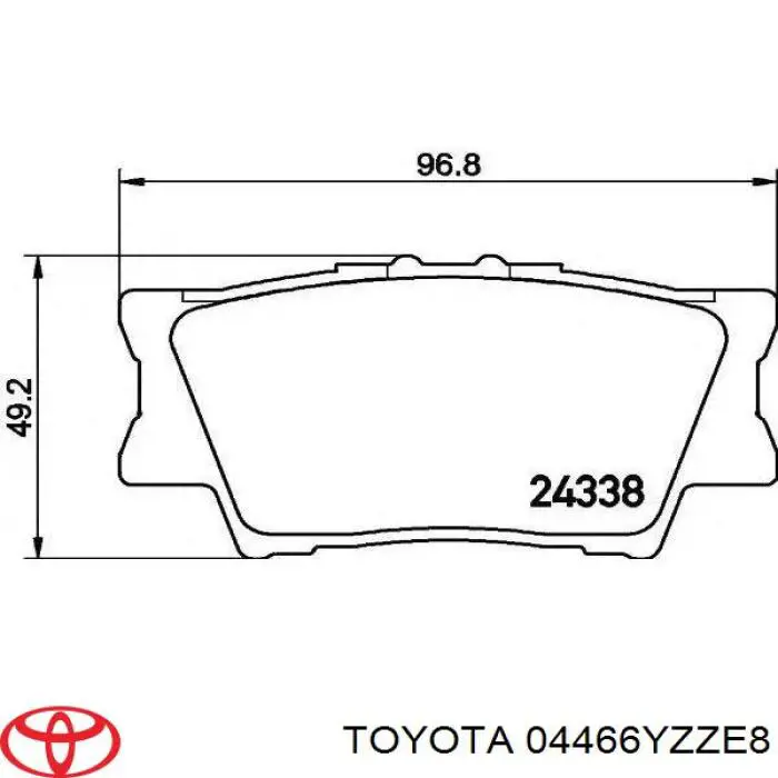 Do koszyka 04466YZZE8 Toyota Okładziny (klocki) do hamulców tarczowych tylne
