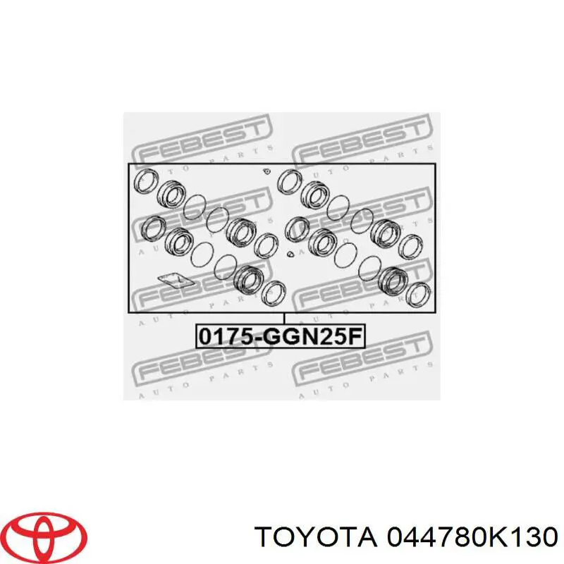 044780K130 Toyota zestaw naprawczy zacisku hamulcowego przedniego