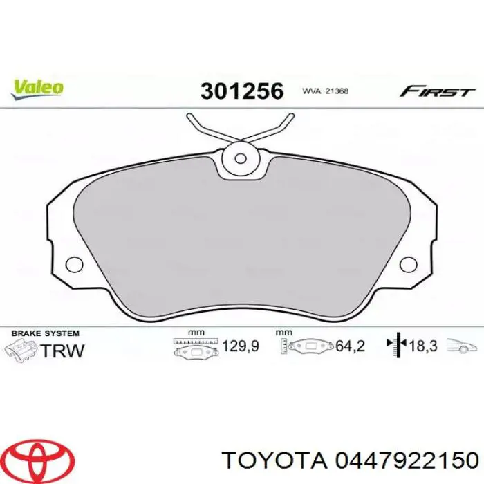 0447922150 Toyota zestaw naprawczy zacisku hamulcowego tylnego