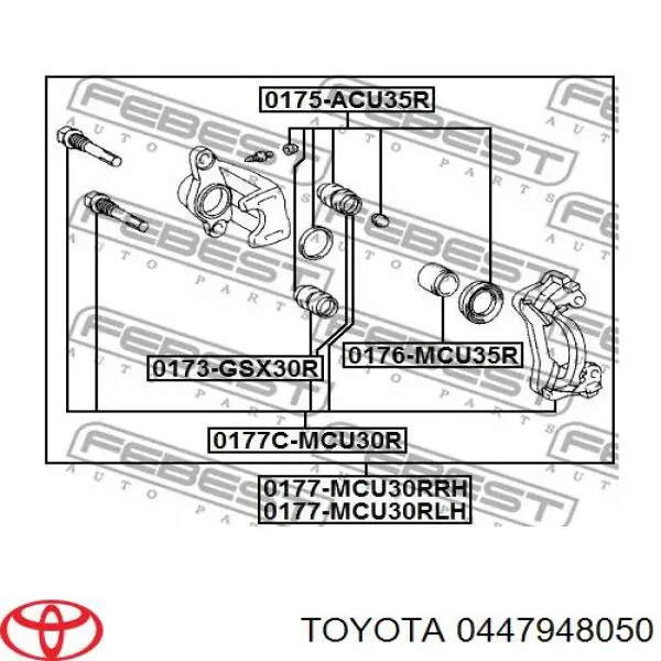 0447948050 Toyota Zestaw naprawczy zacisku hamulcowego tylnego