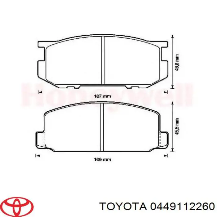 Do koszyka 0449112260 Toyota Klocki hamulcowe przednie tarczowe