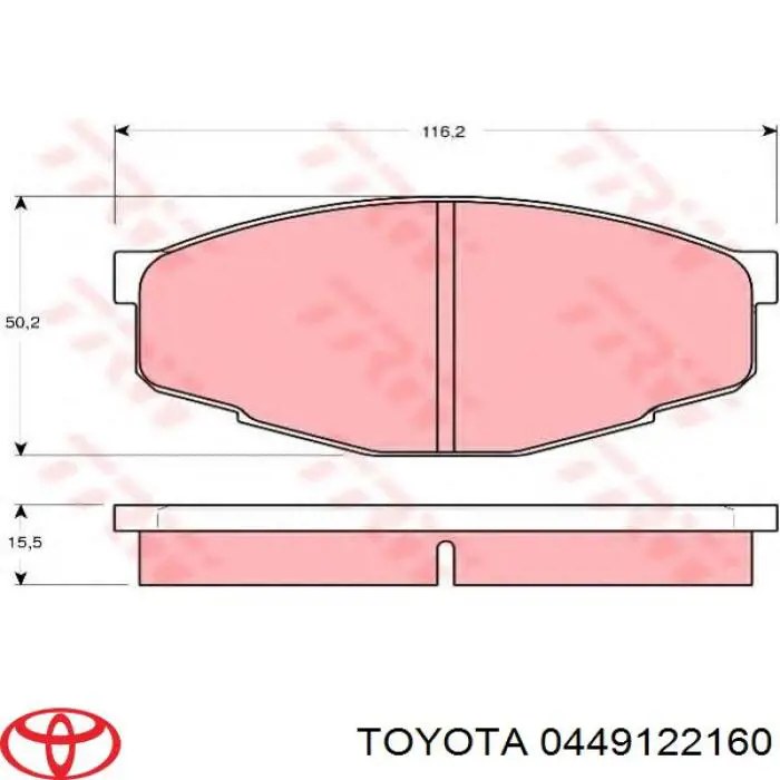 0449122160 Toyota Klocki hamulcowe przednie tarczowe