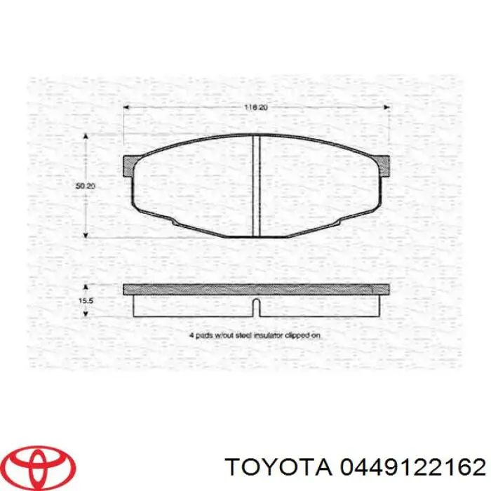 0449122162 Toyota Klocki hamulcowe przednie tarczowe