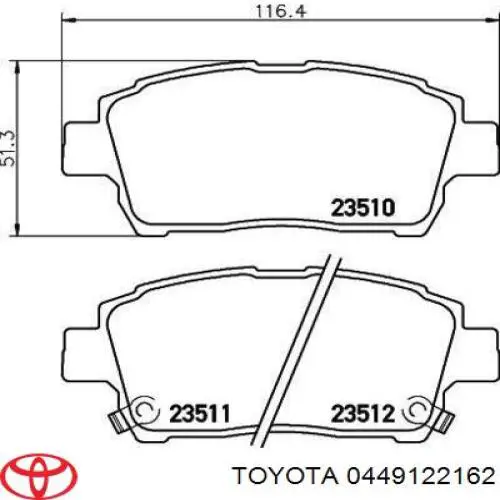 Do koszyka 0449122162 Toyota Klocki hamulcowe przednie tarczowe
