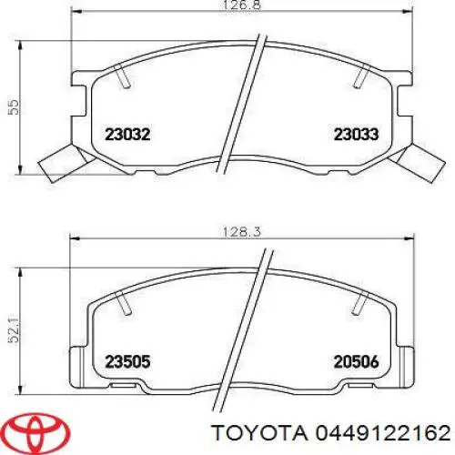 Klocki hamulcowe przednie tarczowe 0449122162 Toyota