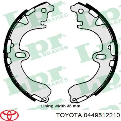 Klocki hamulcowe tylne bębnowe Toyota 0449512210 cena, od 31,96 USD