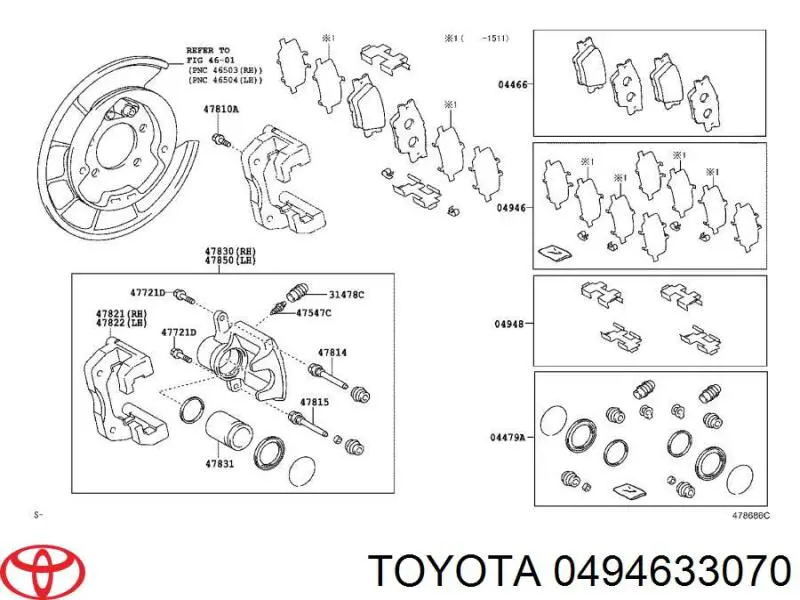 Zestaw sprężynek do mocowania klocków tarczowych tylnych Lexus ES 350 