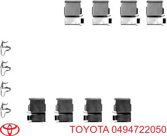0494722050 Toyota Zestaw sprężyn do mocowania tylnych klocków tarczowych