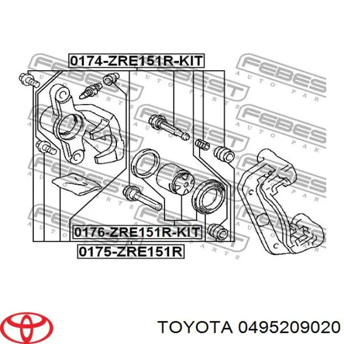 4952090200 Toyota zestaw naprawczy zacisku hamulcowego przedniego