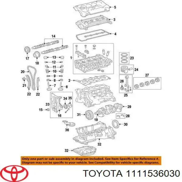 Uszczelka głowicy cylindrów Toyota 1111536030 cena, od 59,10 USD