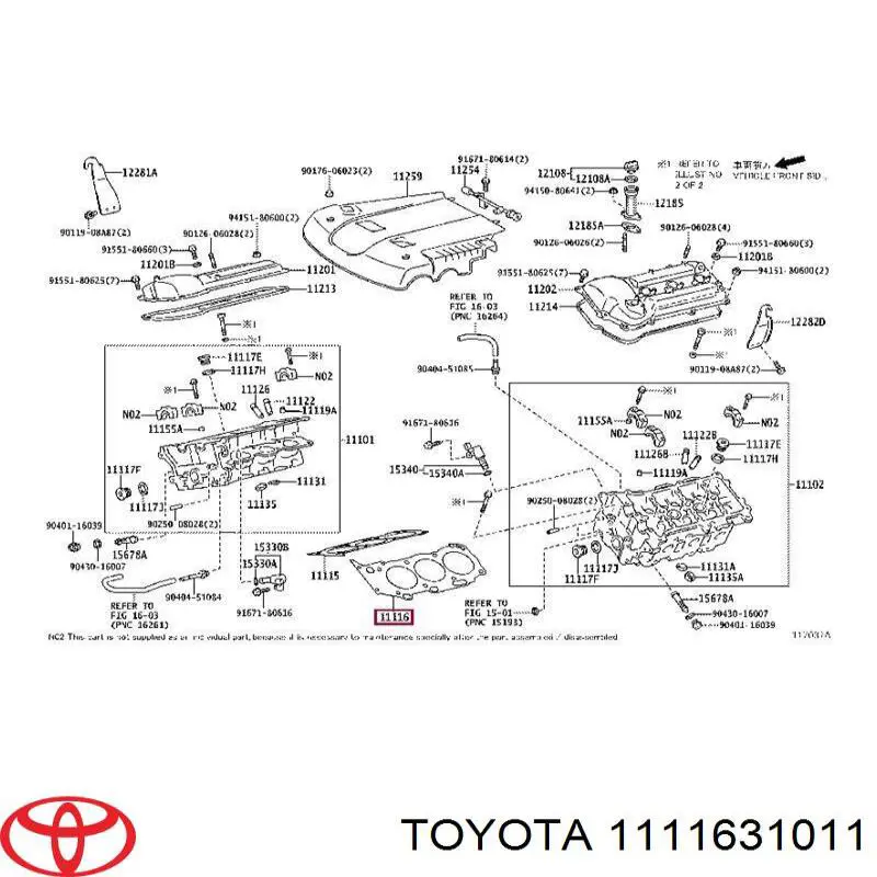 1111631011 Toyota uszczelka głowicy cylindrów lewa