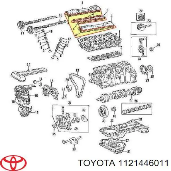 Uszczelka pokrywy zaworowej silnika lewa Toyota 1121446011 cena, od 18,88 USD