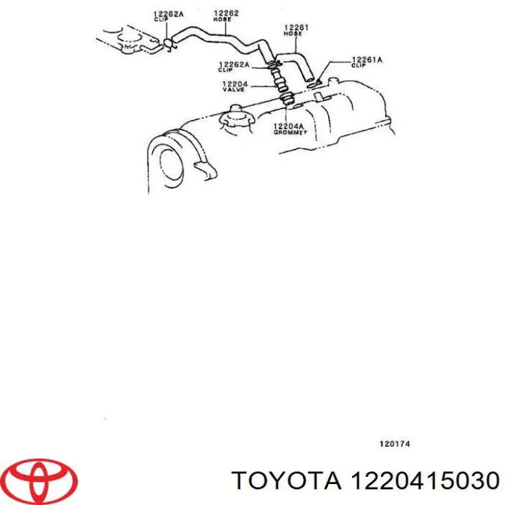 1220415030 Toyota Zawór PCV odpowietrzający silnik