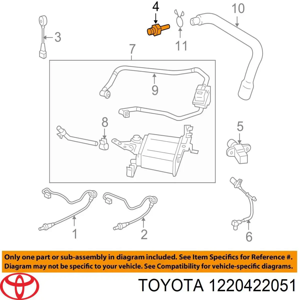 1220422051 Toyota Zawór PCV odpowietrzający silnik