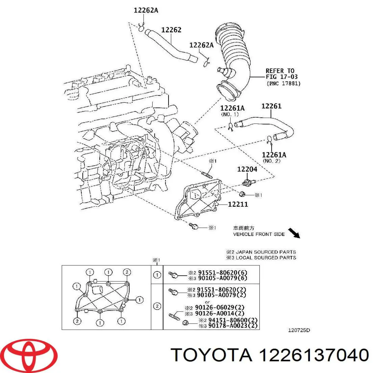 Króciec wentylacji kadłuba (separatora oleju) Toyota 1226137040 cena, od 12,92 USD
