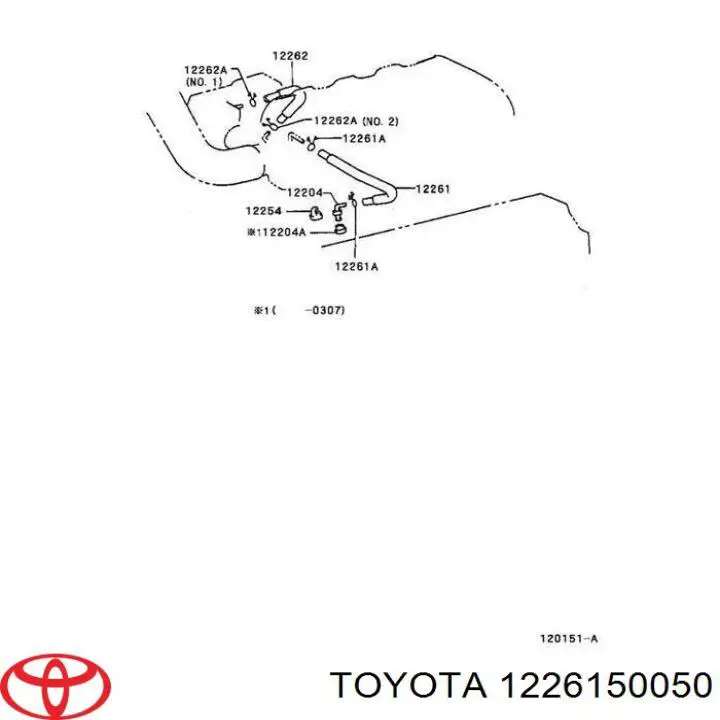 1226150050 Toyota Króciec wentylacji kadłuba (separatora oleju)