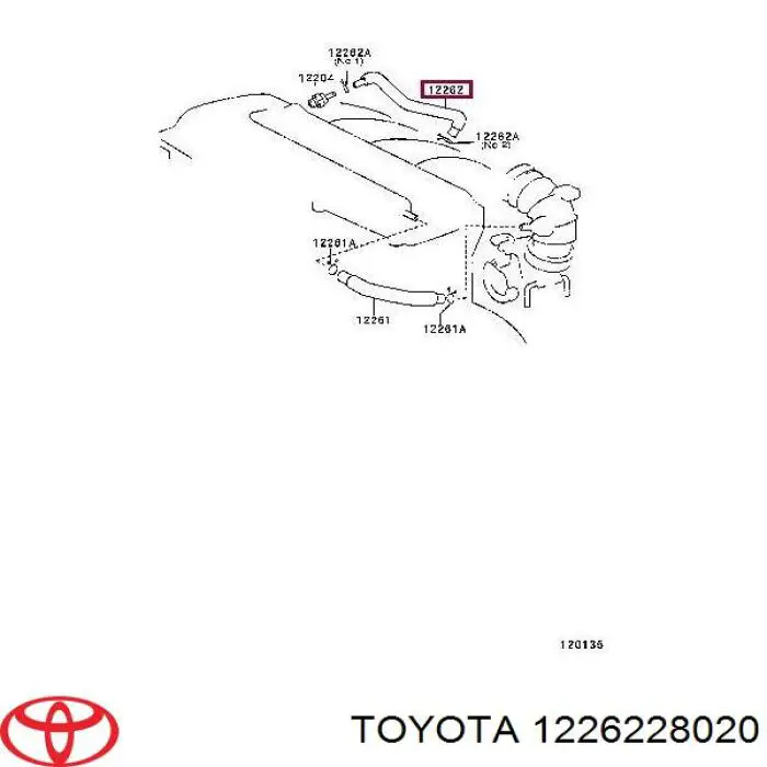 Króciec wentylacji kadłuba (separatora oleju) Toyota 1226228020 cena, od 18,42 USD
