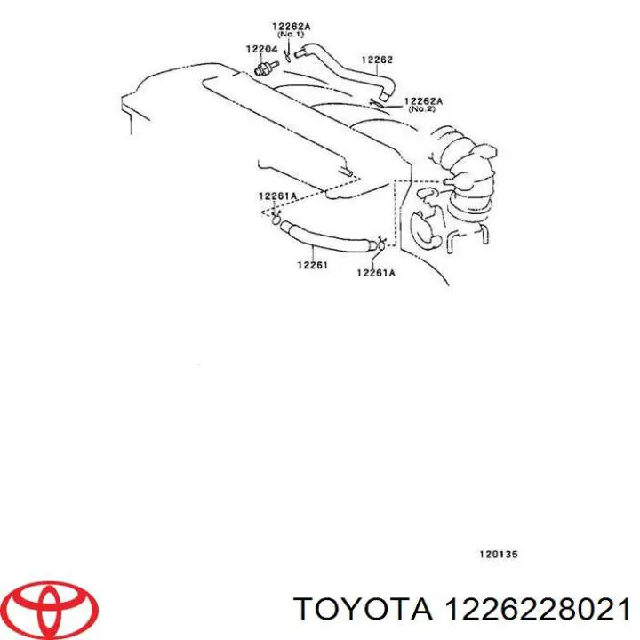Do koszyka 1226228020 Toyota Króciec wentylacji kadłuba (separatora oleju)