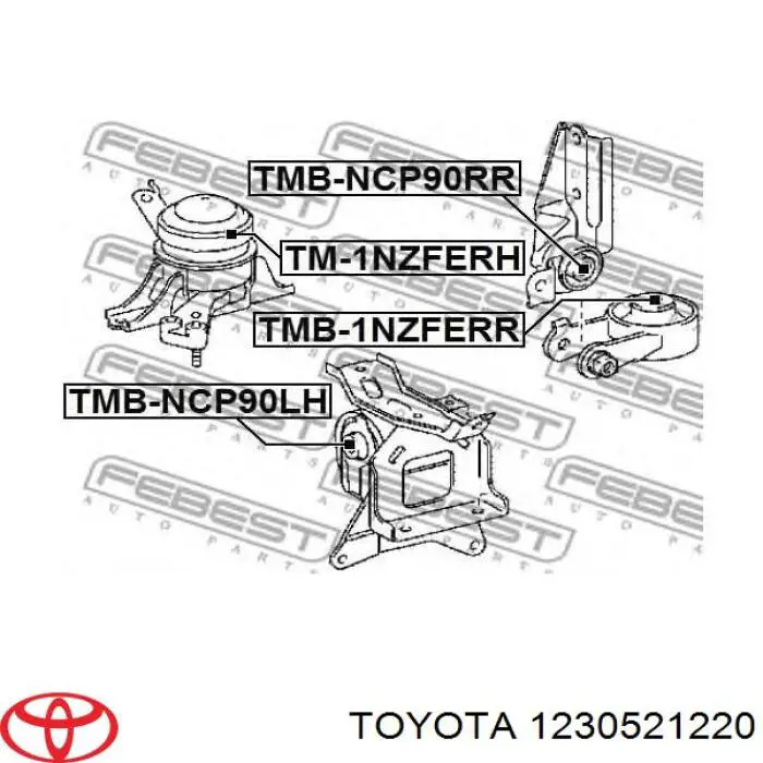 Poduszka (podpora) silnika prawa Toyota 1230521220 cena, od 54,58 USD