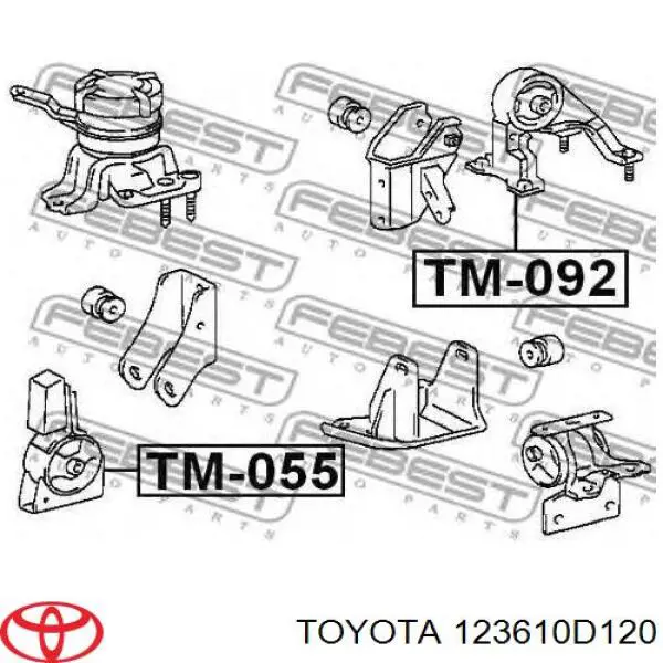 Do koszyka 123610D120 Toyota Poduszka (podpora) silnika przednia