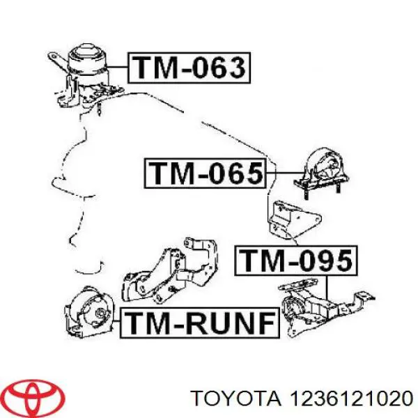Poduszka (podpora) silnika przednia Toyota 1236121020 cena, od 27,73 USD