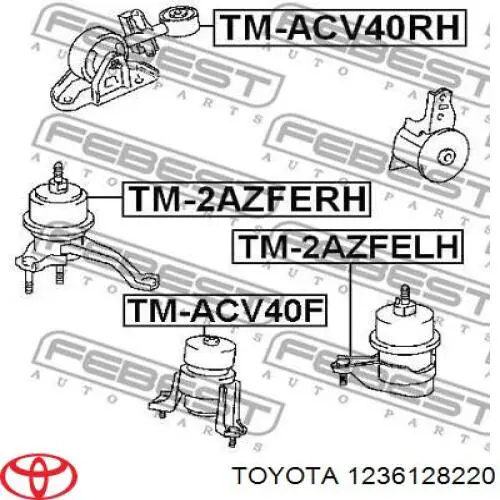 Do koszyka 1236128220 Toyota Poduszka (podpora) silnika przednia